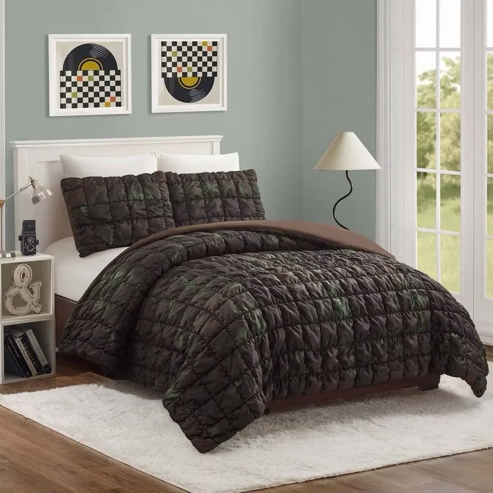 Seek Full/Queen Puffer Square Comforter Lightweight Modern Bedding
